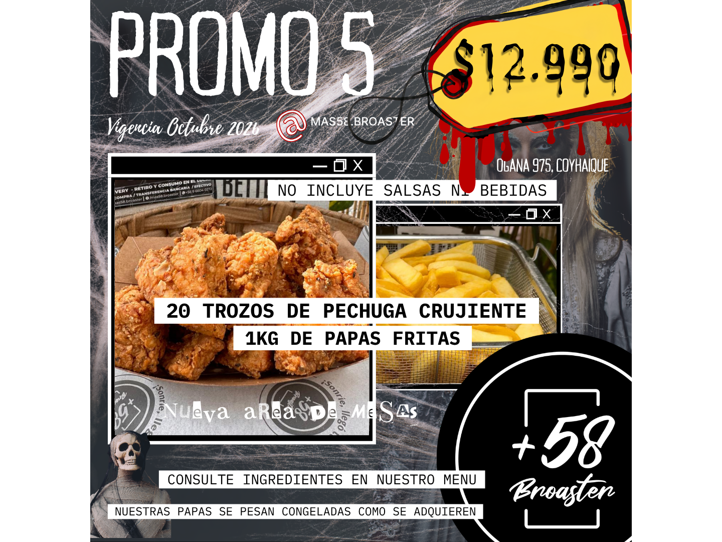 PROMO 5: BOX ONCE GIGANTE 20 TROZOS PECHUGA CRUJIENTE + 1KG DE PAPAS FRITAS