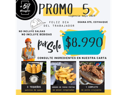 PROMO 5:400GRS DE PAPAS FRITAS + 1 COMPLETO +58 + 3 TEQUEÑOS (NO INCLUYE SALSAS NI BEBIDAS)