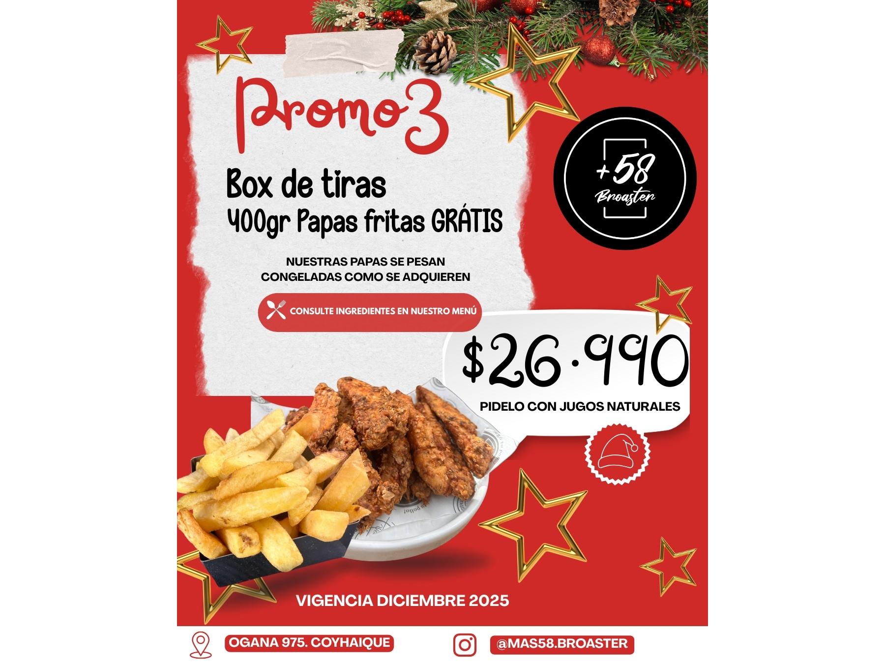 PROMO 3: BOX DE TIRAS + 400GRS PAPAS GRATIS