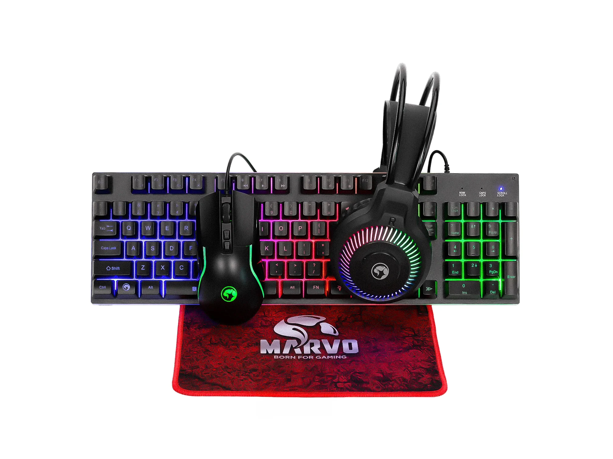 Kit para gamers Marvo Loot 40 CM416: teclado, ratón, auriculares y alfombrilla - Negro