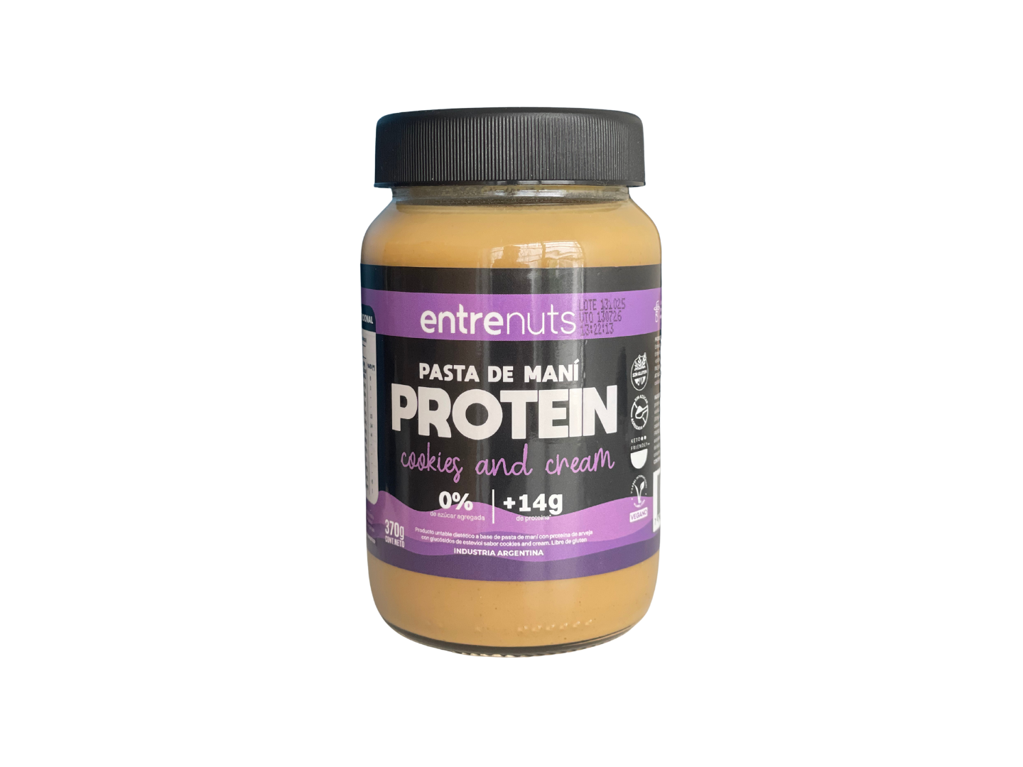 "Entrenuts" Pasta de mani proteica Cookies and cream 370gr