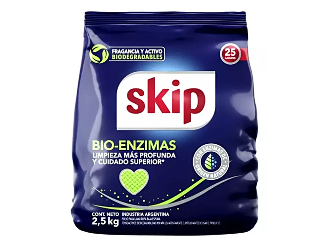 Jabon en Polvo Skip Bio-Enzimas Baja espuma x 2.5 Kg