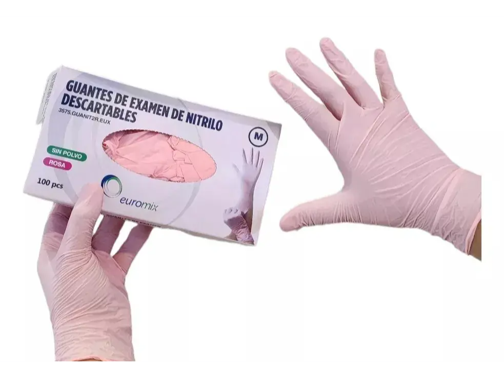 Guantes de Nitrilo 100pcs ROSA talle M