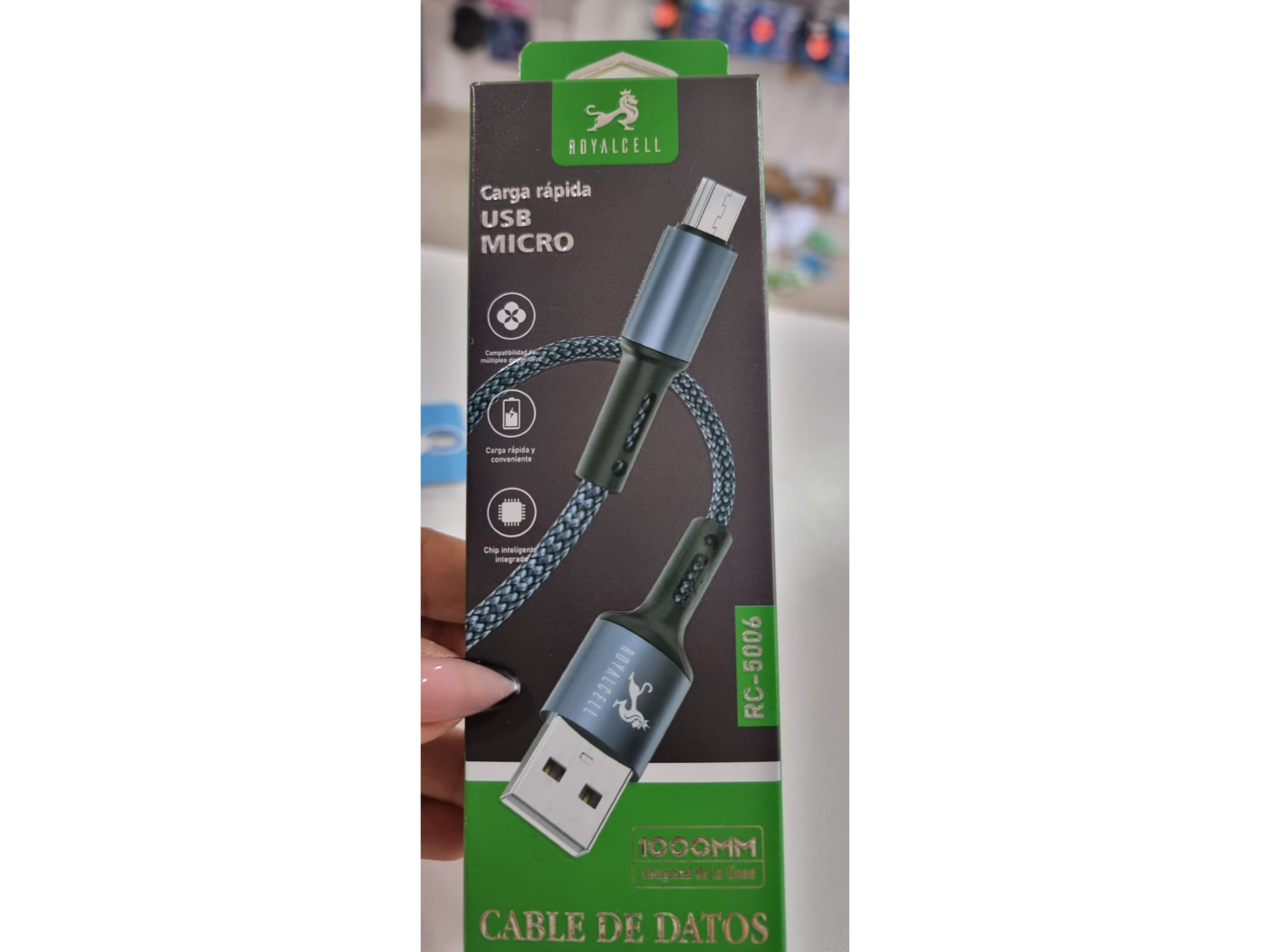 CABLE USB ROYALCELL CARGA RÁPIDA  3.1A  V8