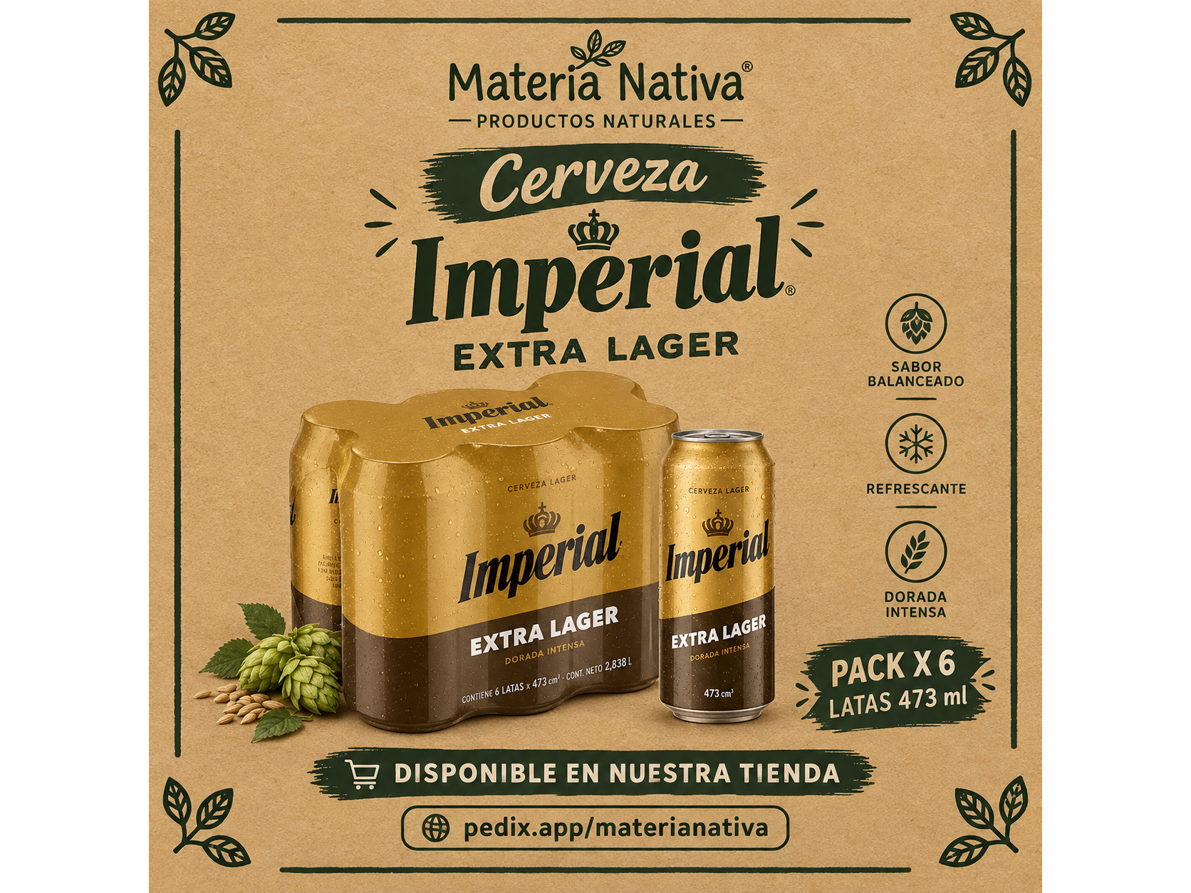 Imperial Extra Lager 473 ml pack x 6 unidades