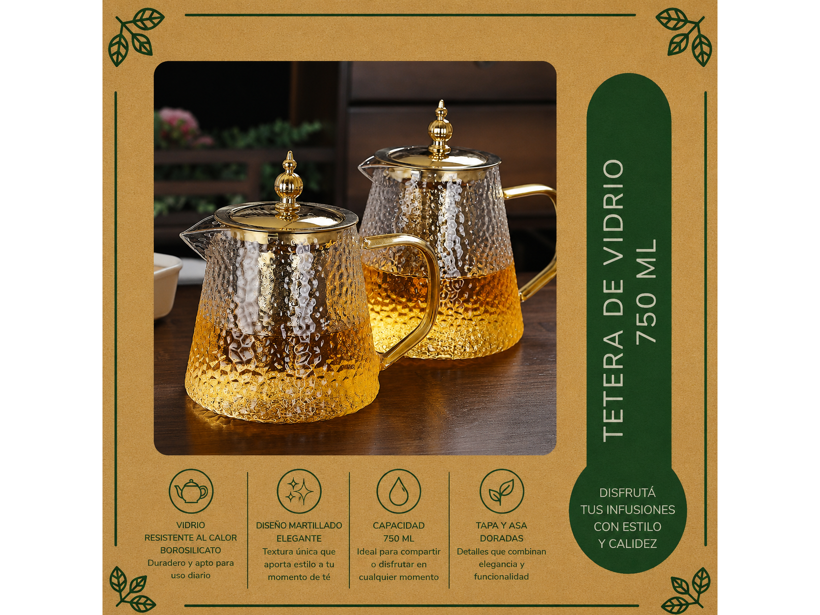 Tetera de vidrio 750 ml.