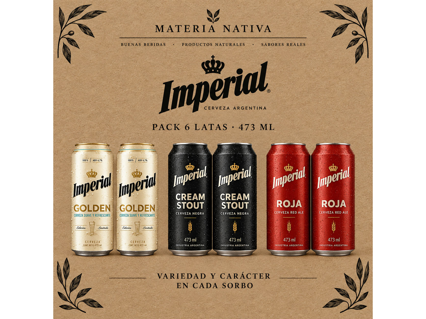 Imperial 3 variedades lata 473 ml. Pack X 6 unidades