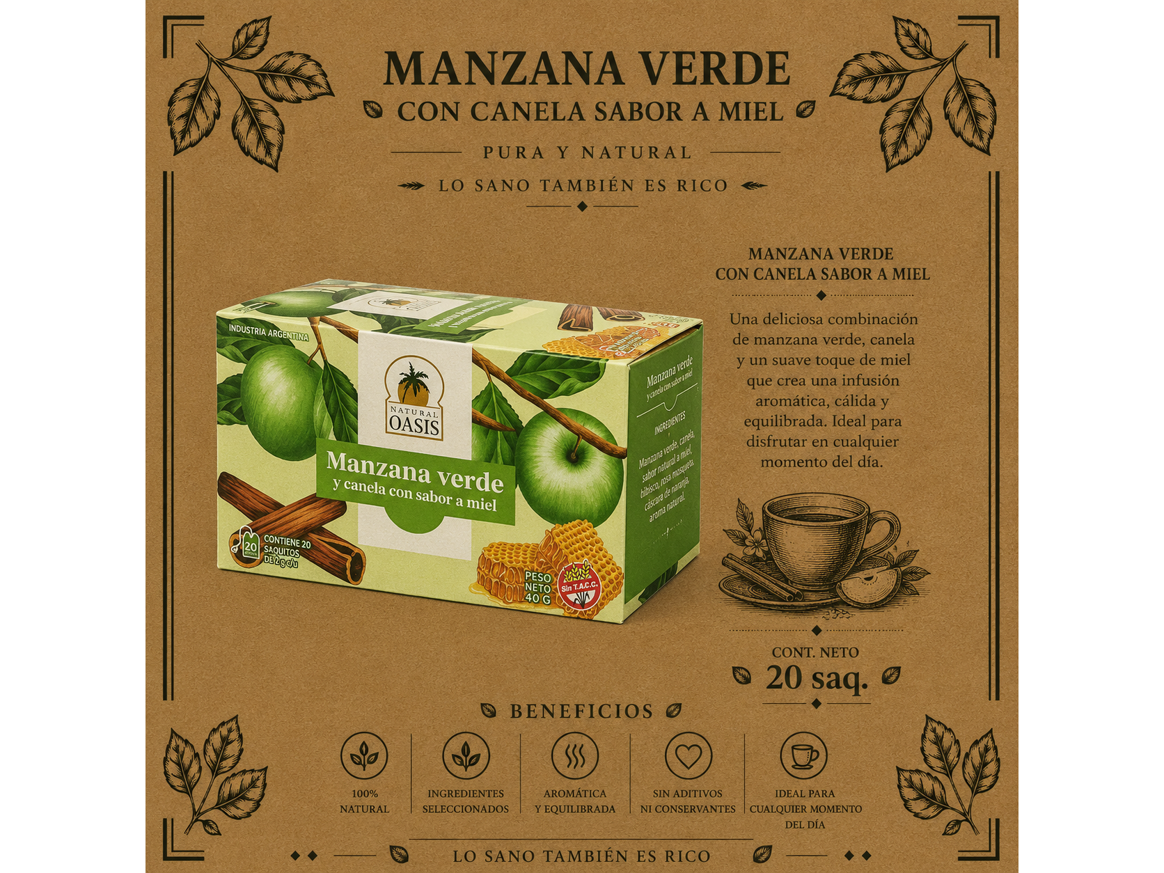 Manzana Verde con Canela Sabor Miel