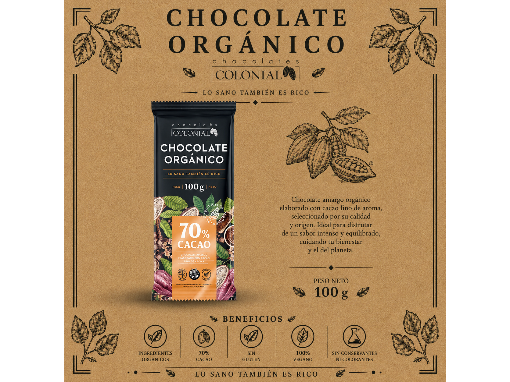 Chocolate Orgánico 70% Cacao