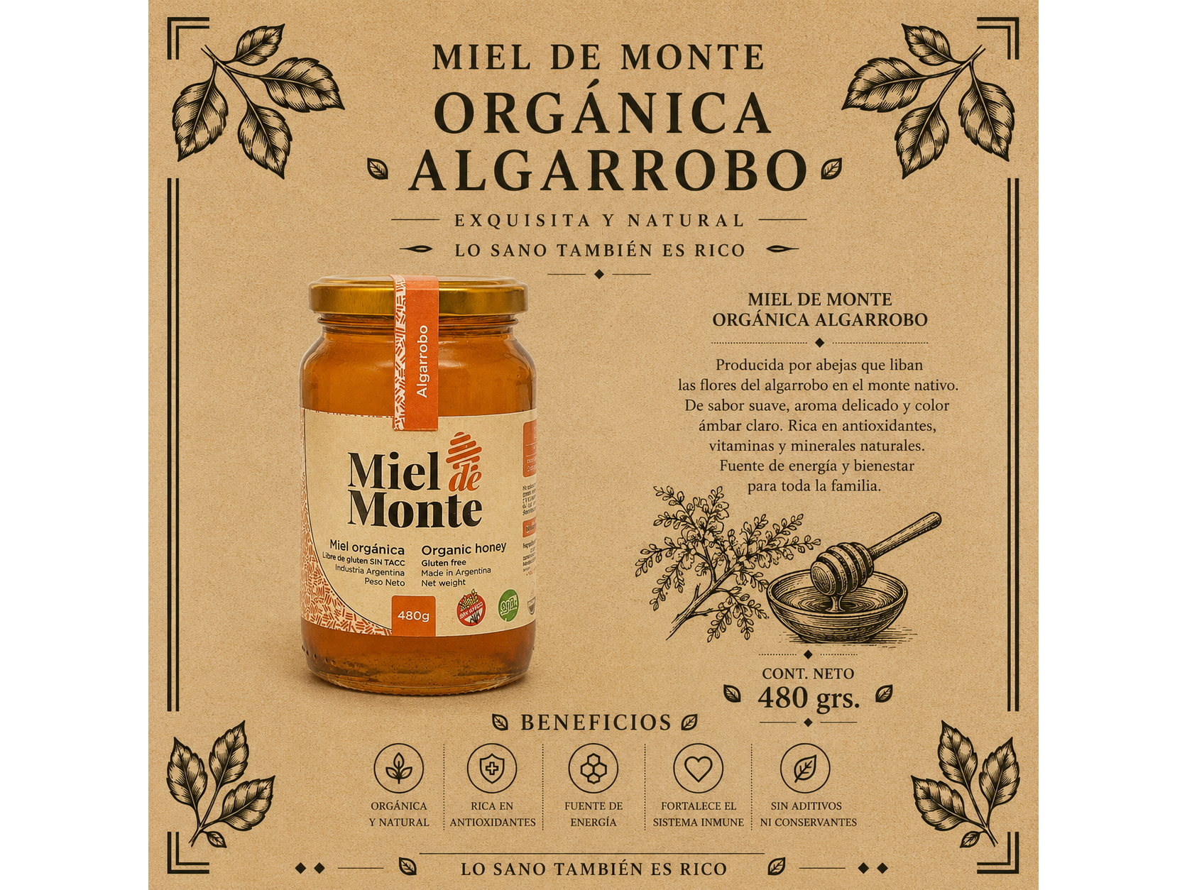 Miel de Monte  Algarrobo 480 grs.