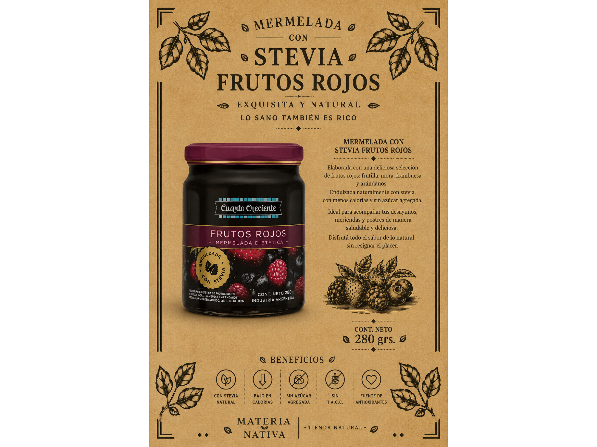 Mermelada con Stevia Frutos Rojos