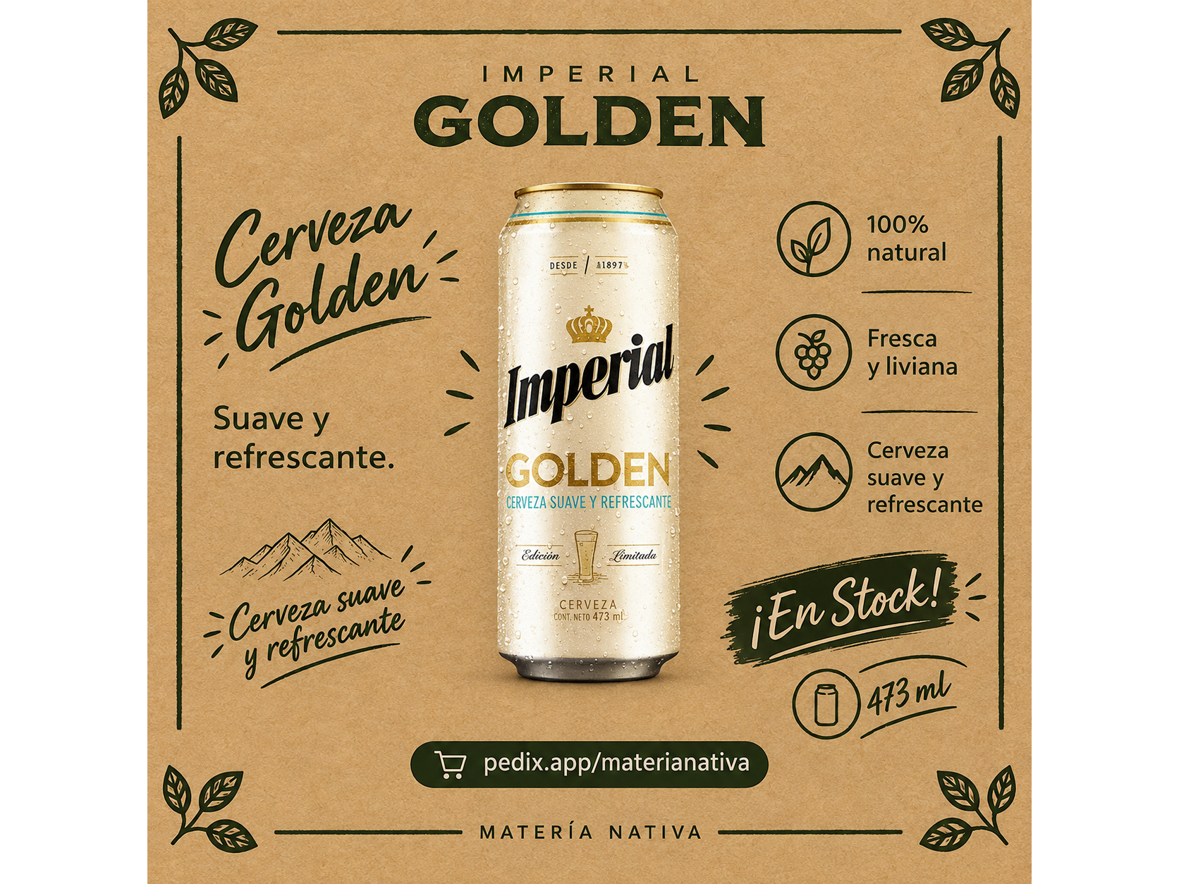 Imperial Golden 473 ml. Pack X 6 unidades de Materia Nativa