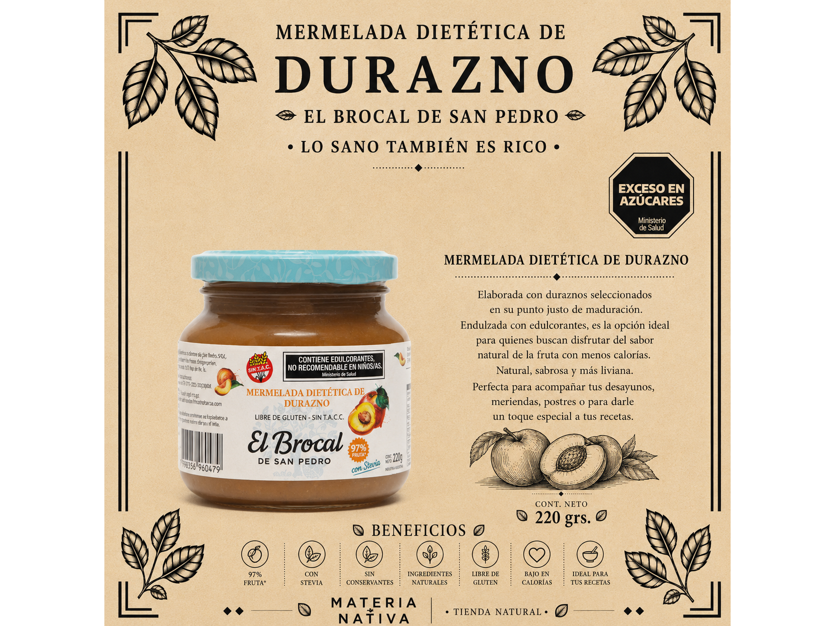 Mermelada de Durazno c/stevia