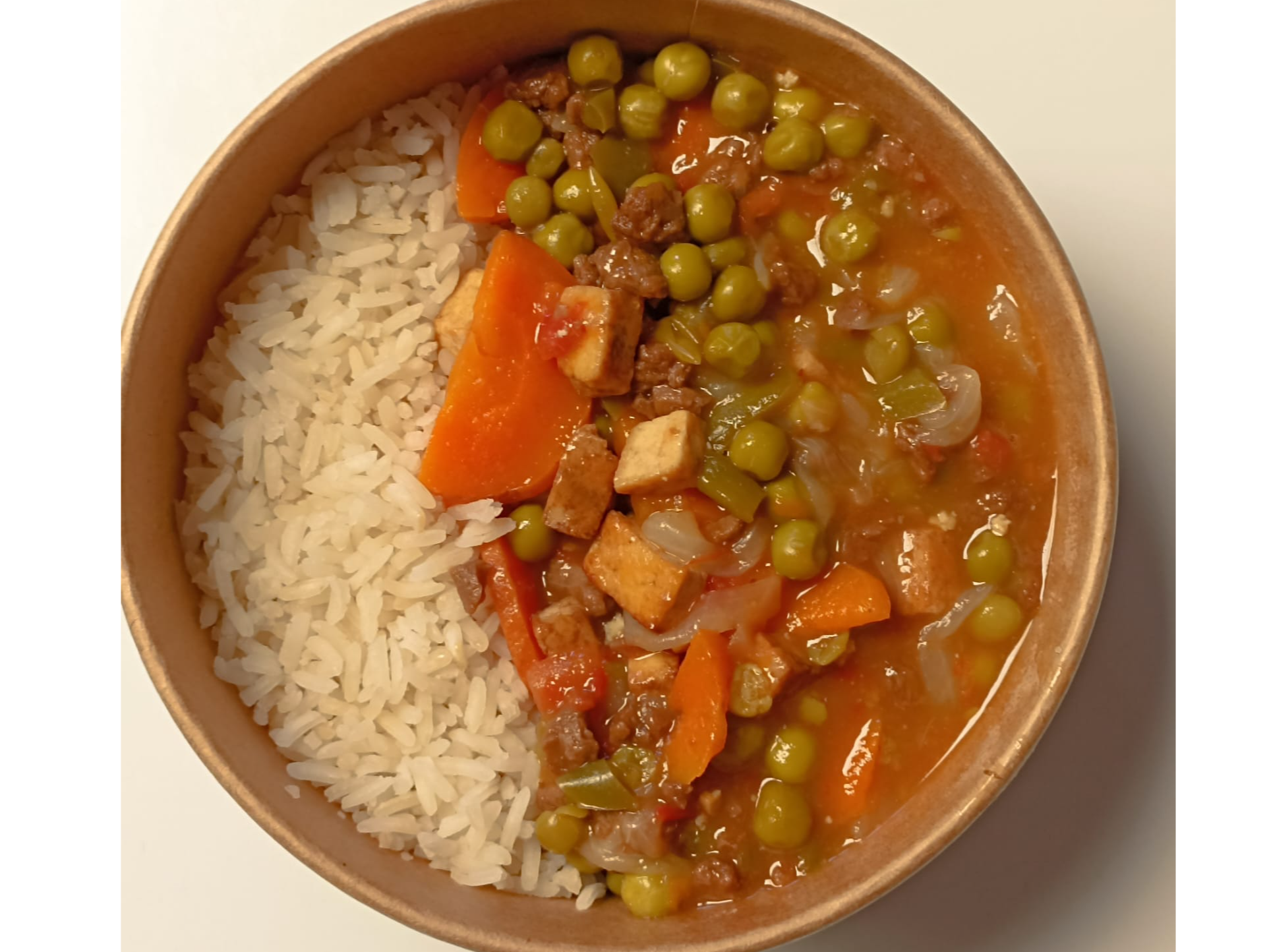 Arvejado de tofu con arroz