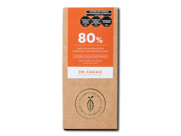 80% cacao sin azúcar con melena de león