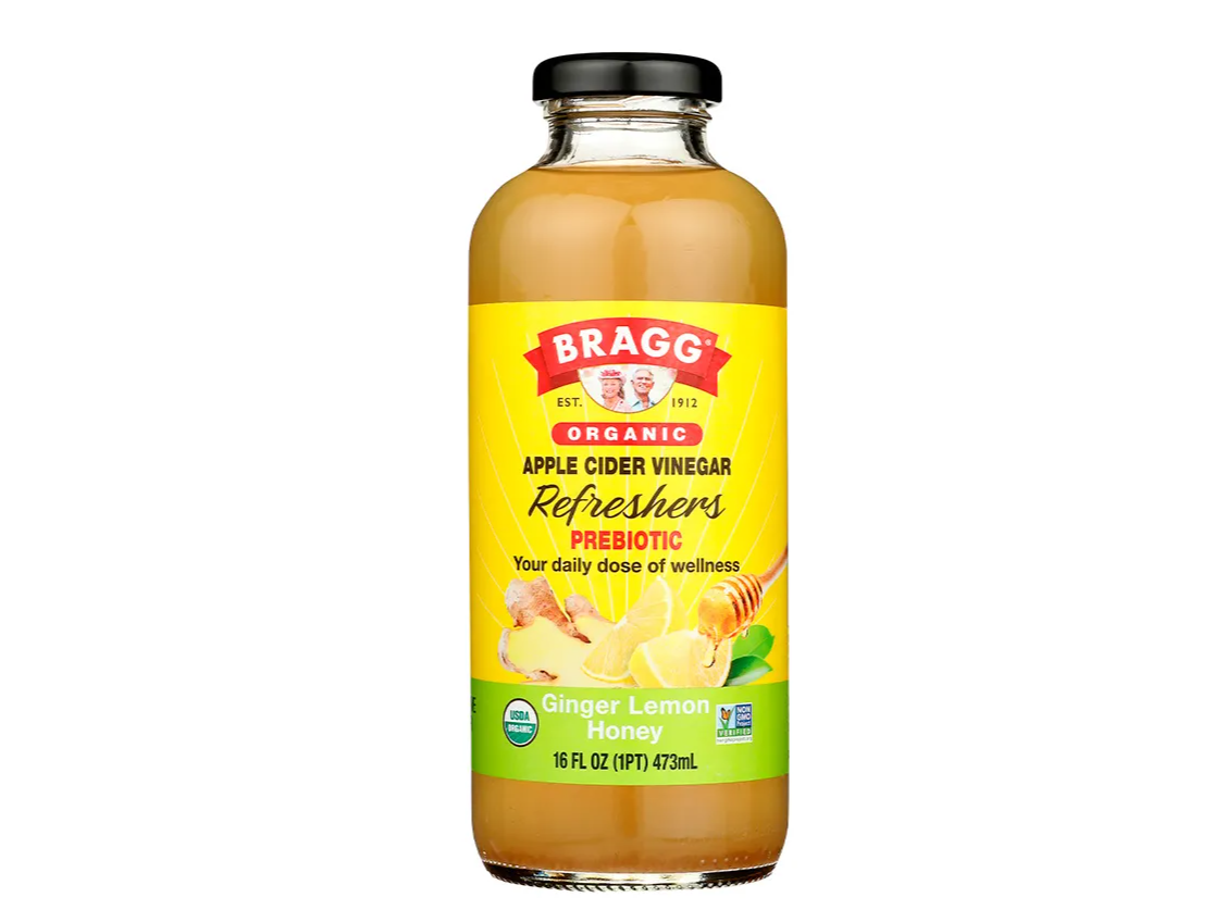 Refresco orgánico probiótico de vinagre, jengibre y limon