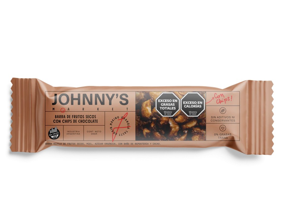 Barra de cereal de frutos secos con chocolate chips