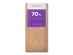 70% Cacao con Azúcar Orgánico, Almendras y Coco (50g)