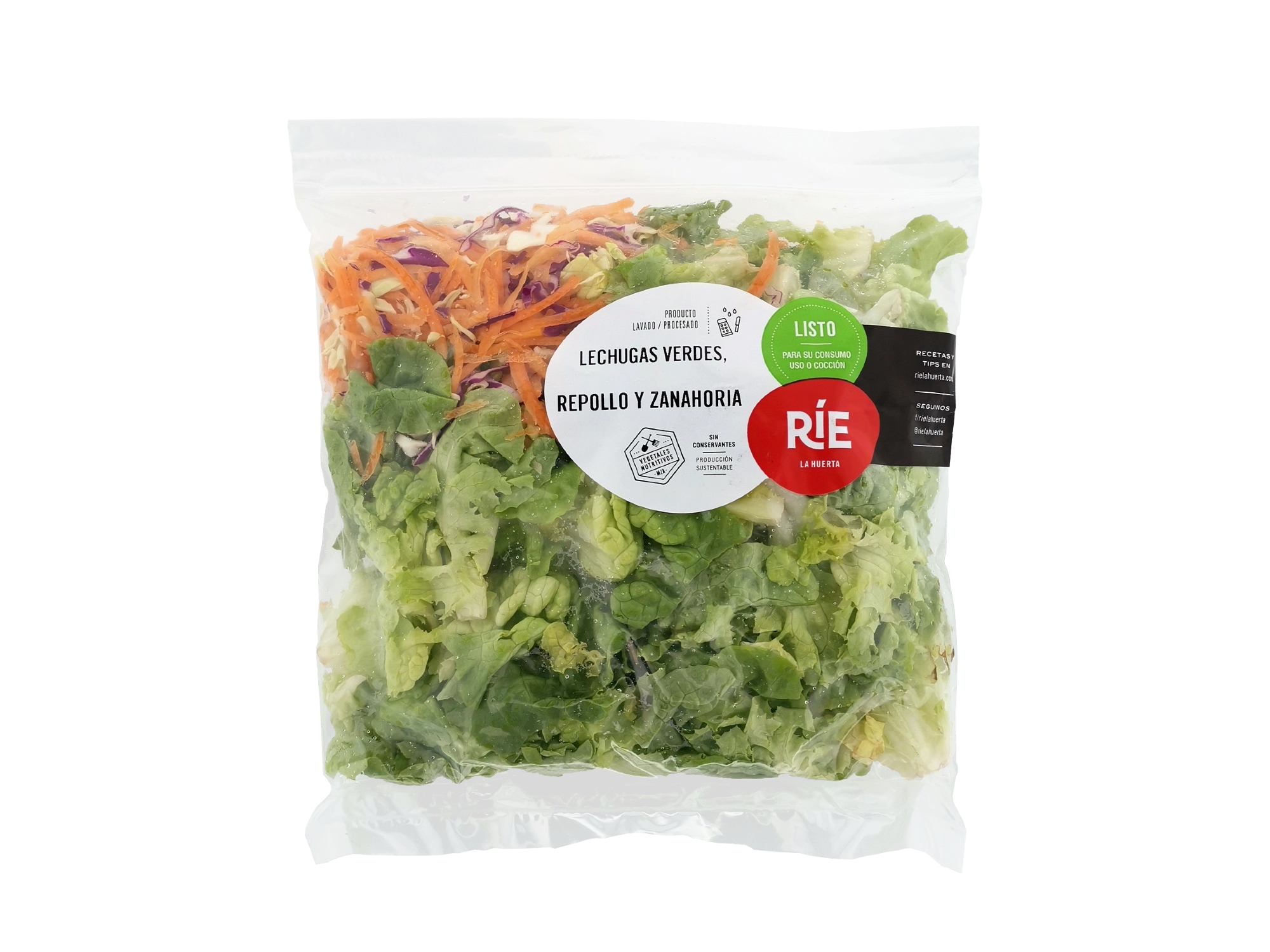 LECHUGAS VERDES, REPOLLO Y ZANAHORIA X 200 g RIE