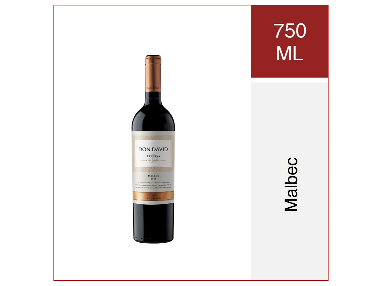 MALBEC DON DAVID RESERVA PRIVADA 750ML