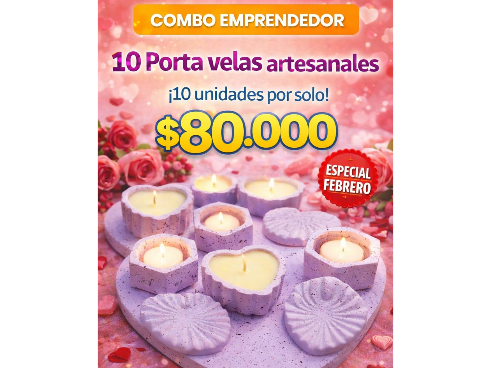 10 porta velas decorativos corazon