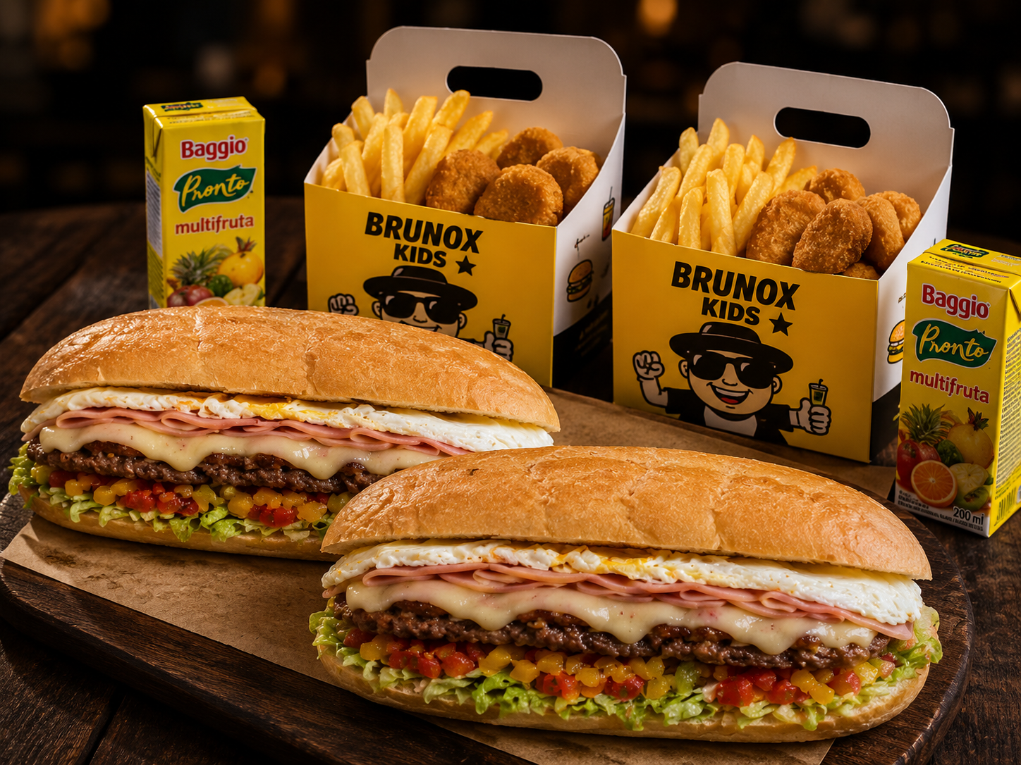2 Lomos BR con papas + 2 Box Kids