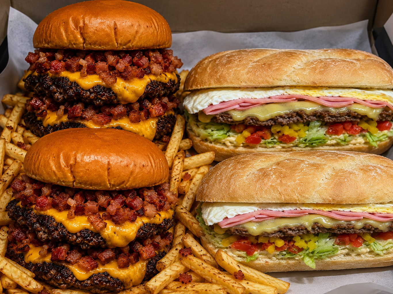 2 Bacon BR dobles + 2 Lomos BR + papas
