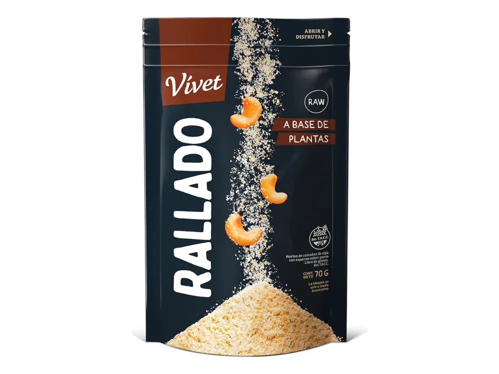 Queso Rallado Vegano Sin TACC 70g A Base De Castañas - Vívet