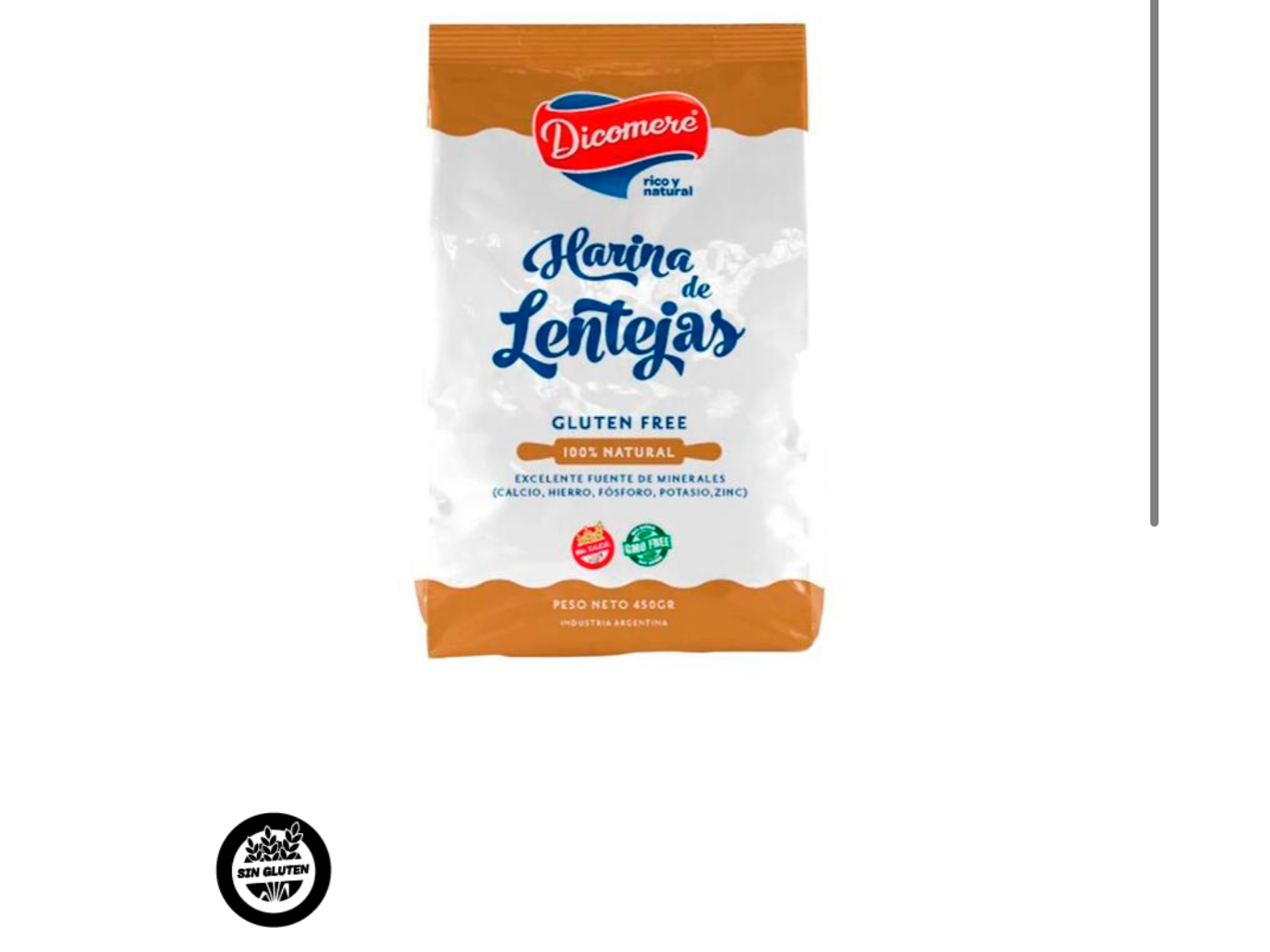 Harina de lentejas sin tacc x450g