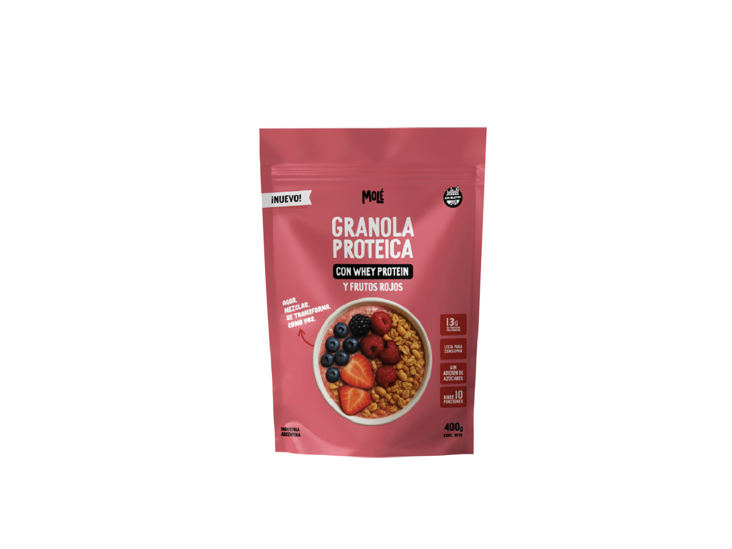 Granola proteica conwhey protein FRUTOS ROJOS 13g de proteina por porción