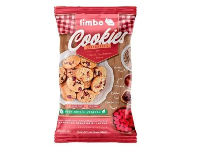 cookies integrales con dátiles, cranberries y avena