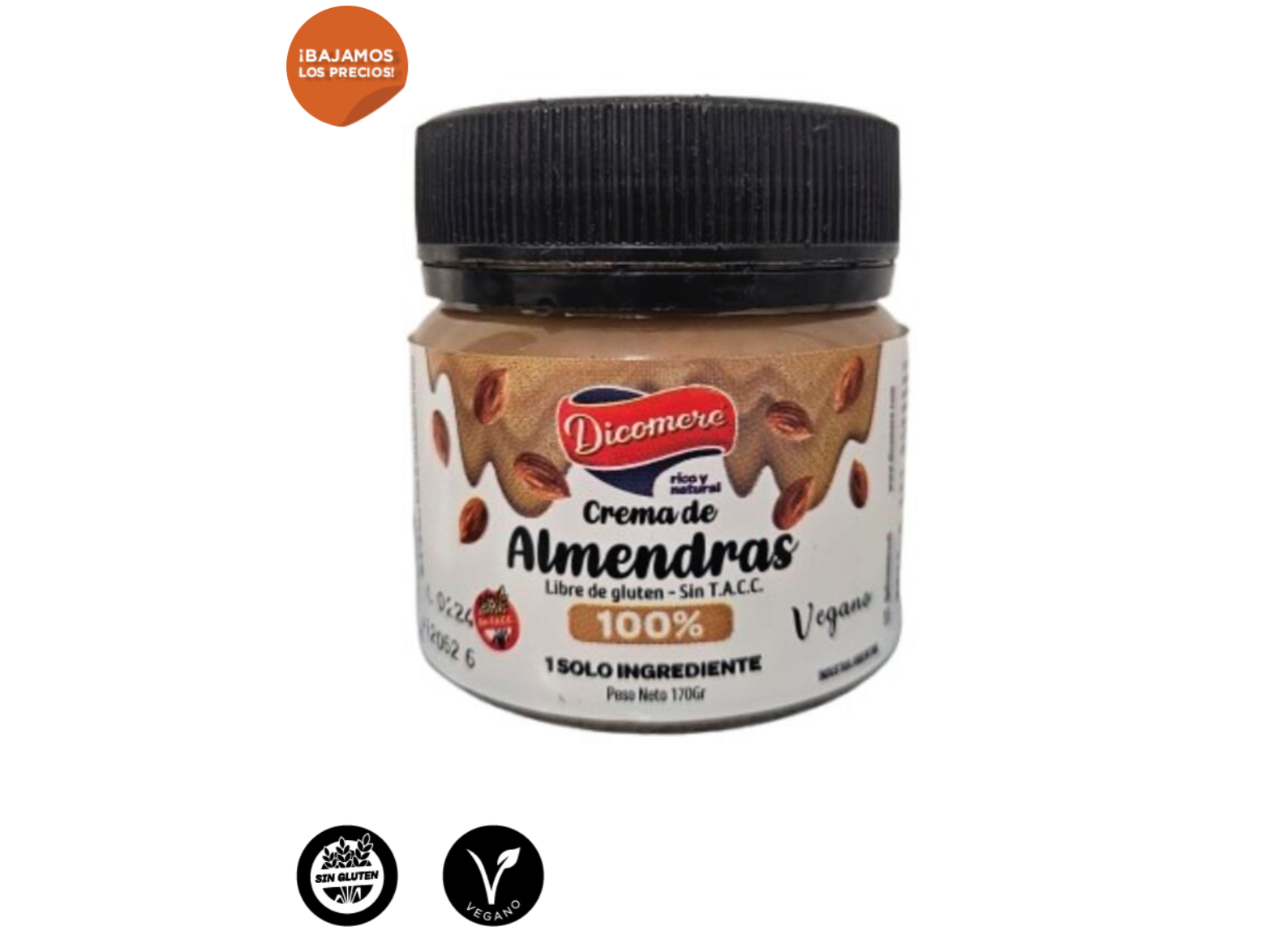 Crema de Almendras 100% 170g - Dicomere