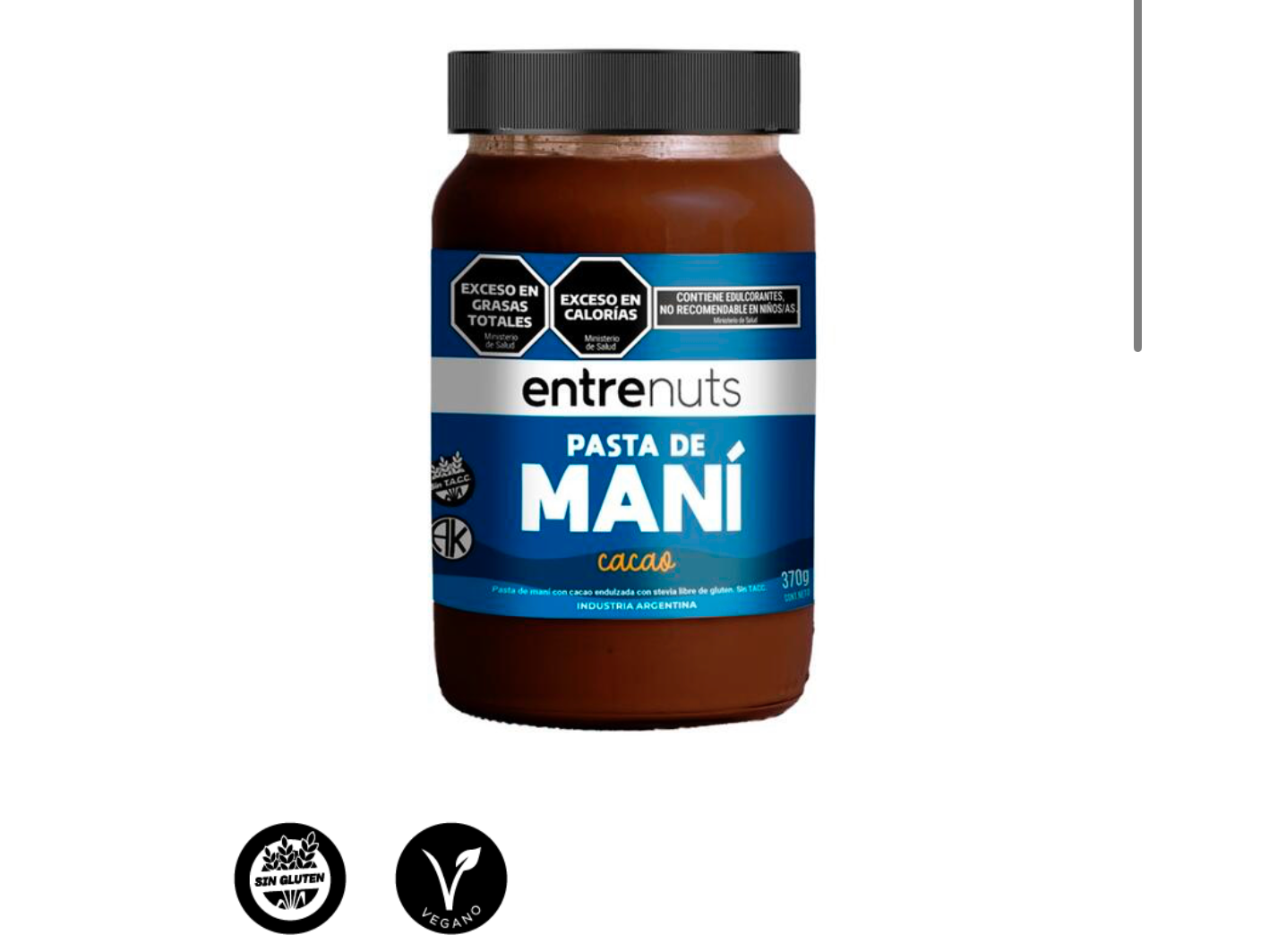 Pasta de maní con cacao x370g