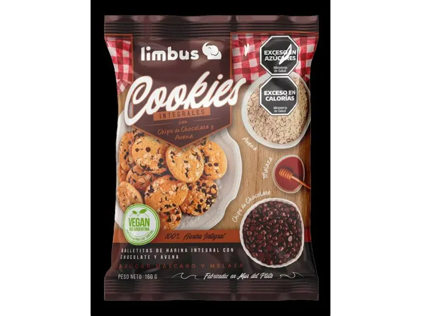 Cookies integrales con chips de chocolate y avena