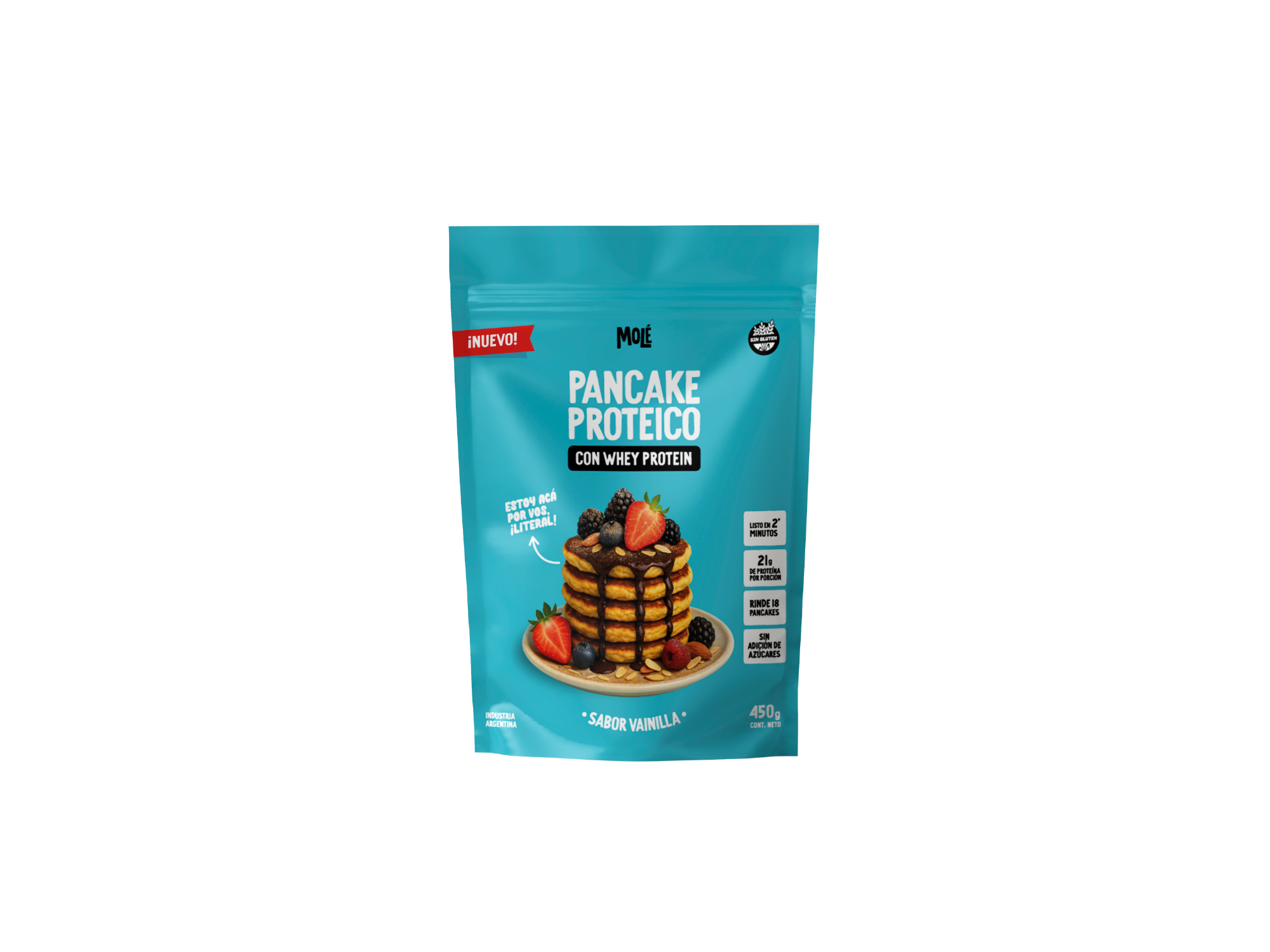Pancake proteico vainilla con whey protein 21g proteina por porción