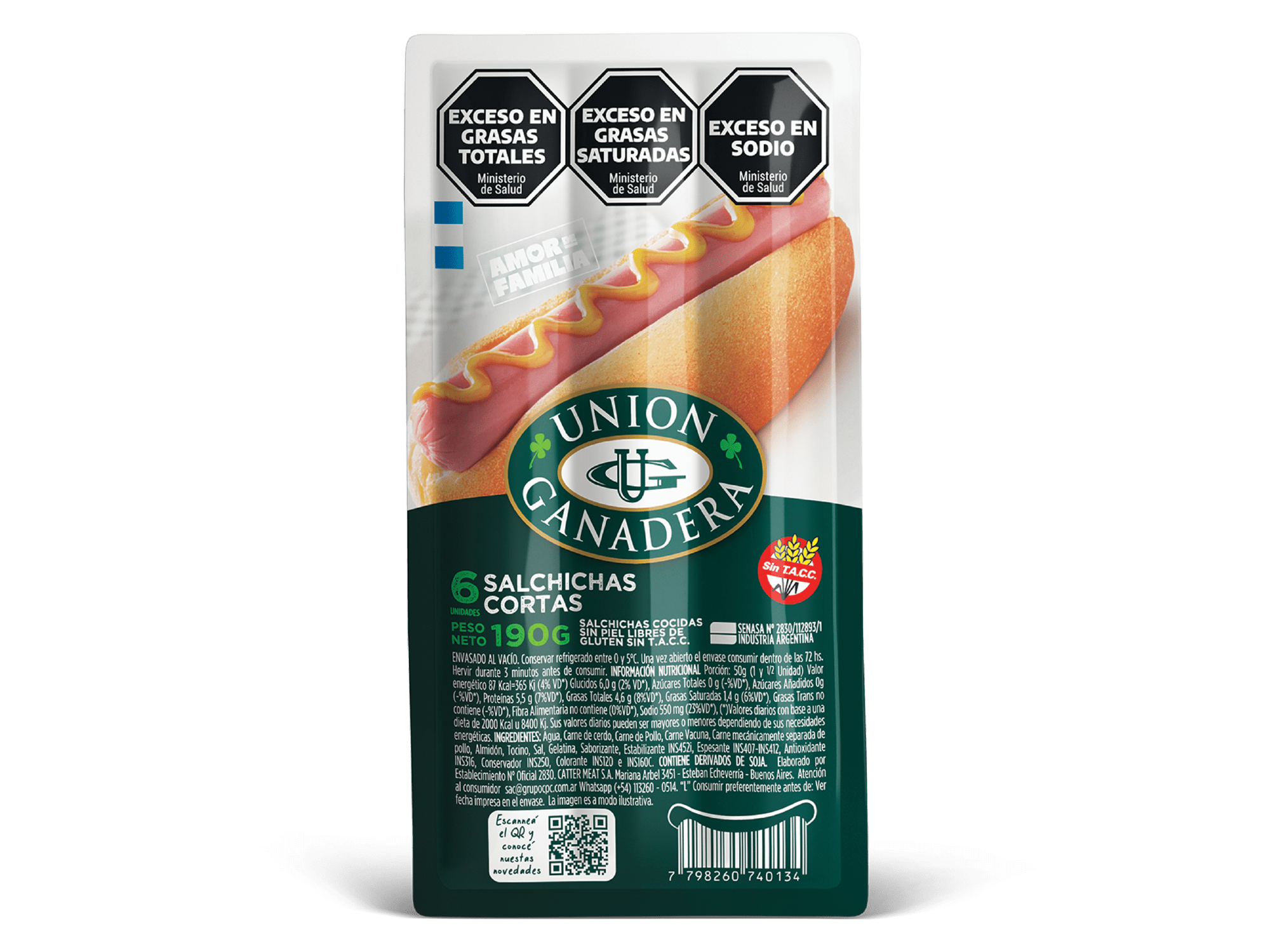 Salchichas cortas Union Ganadera x6