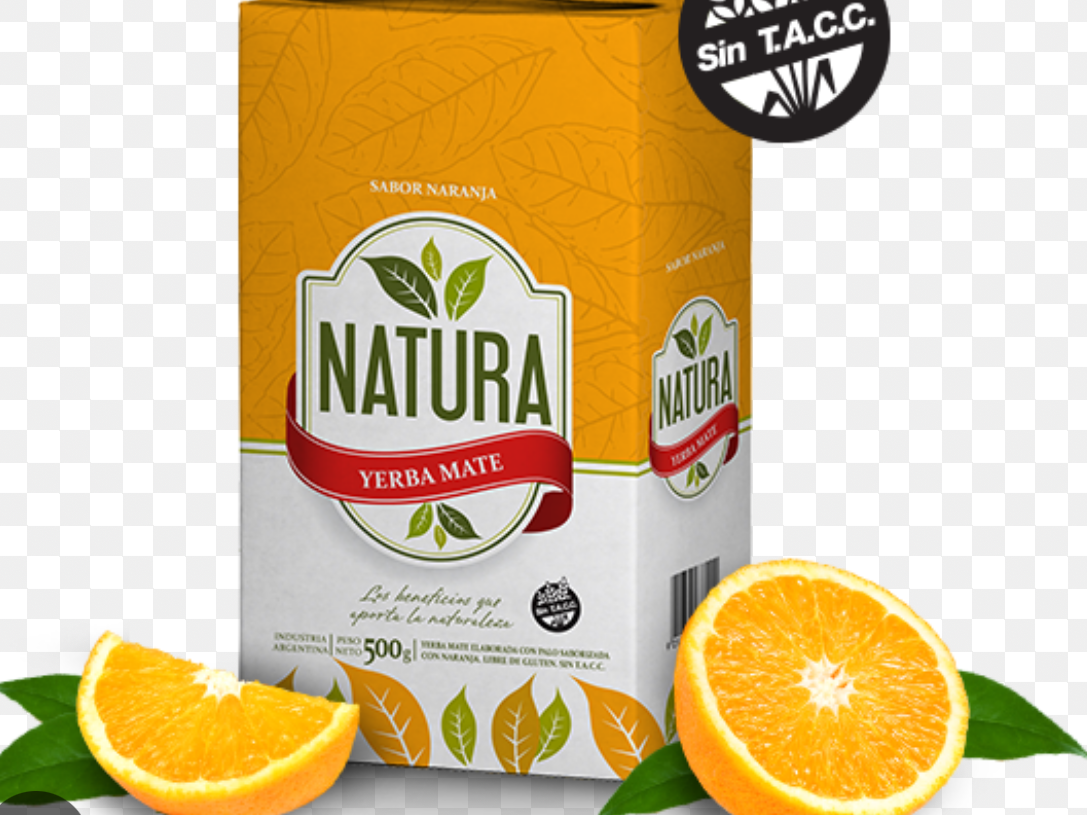 Yerba NATURA. Sabor naranja.