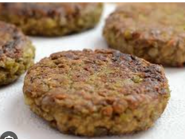 Hamburguesas de lentejas , verdura, humus o soja