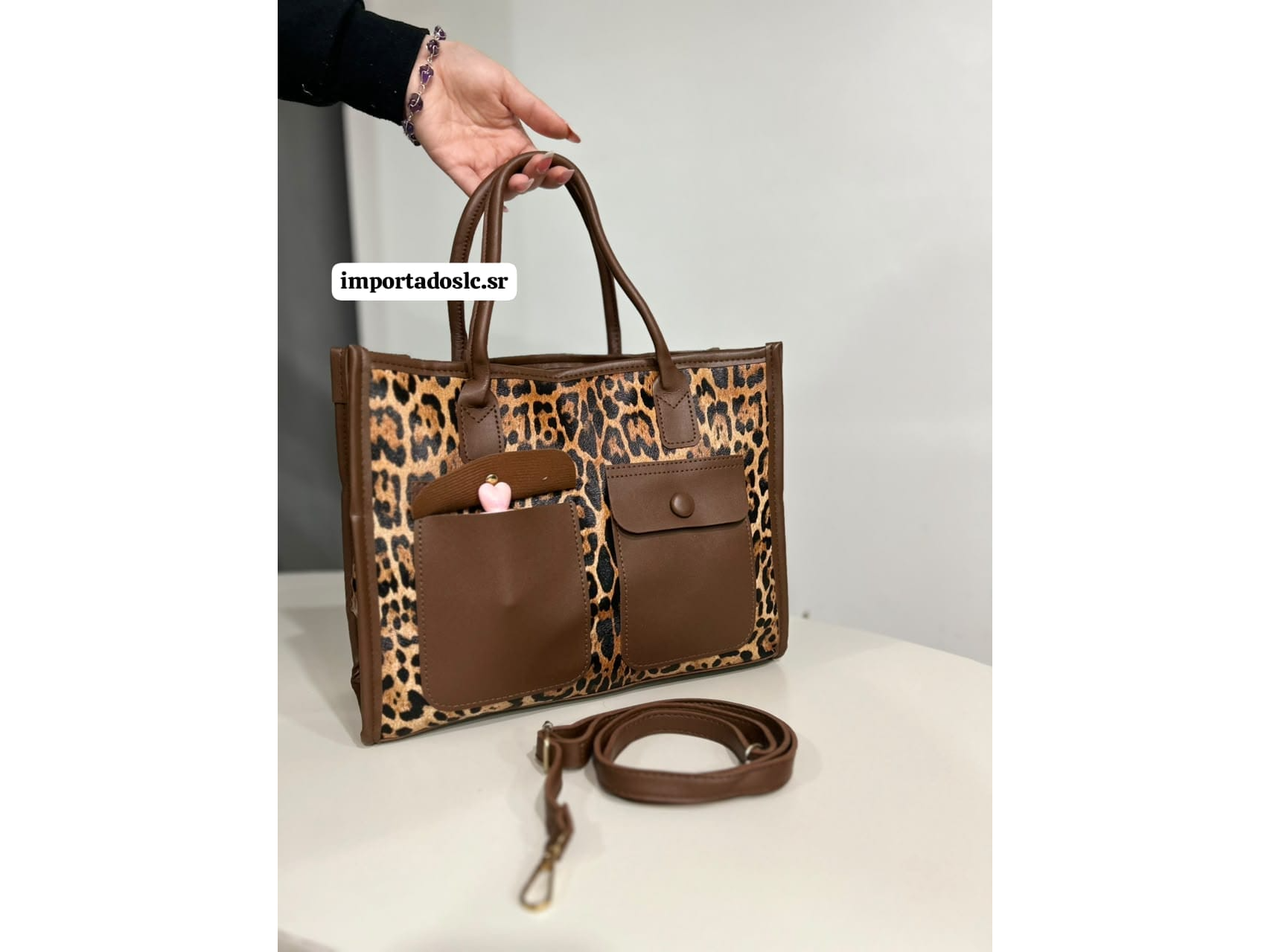 Cartera print marrón