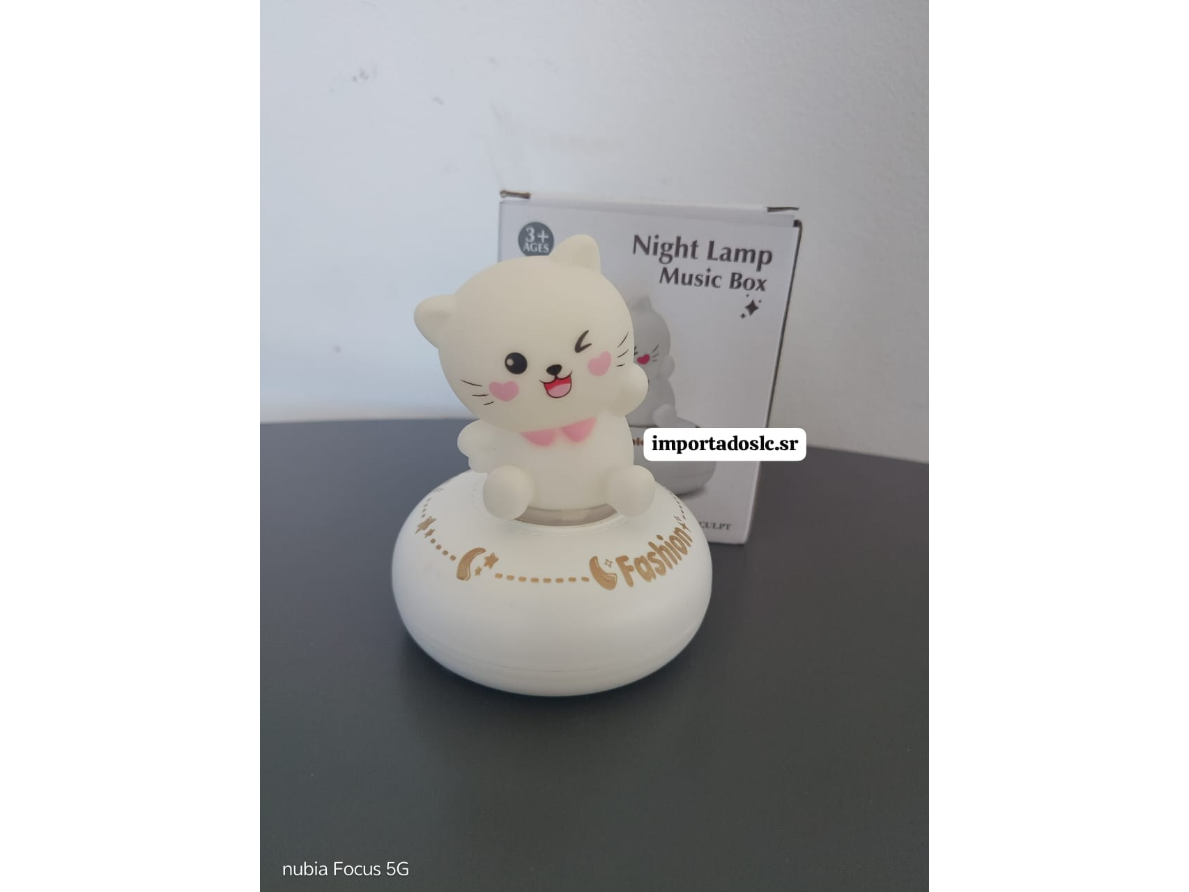 Velador gatito con caja musical