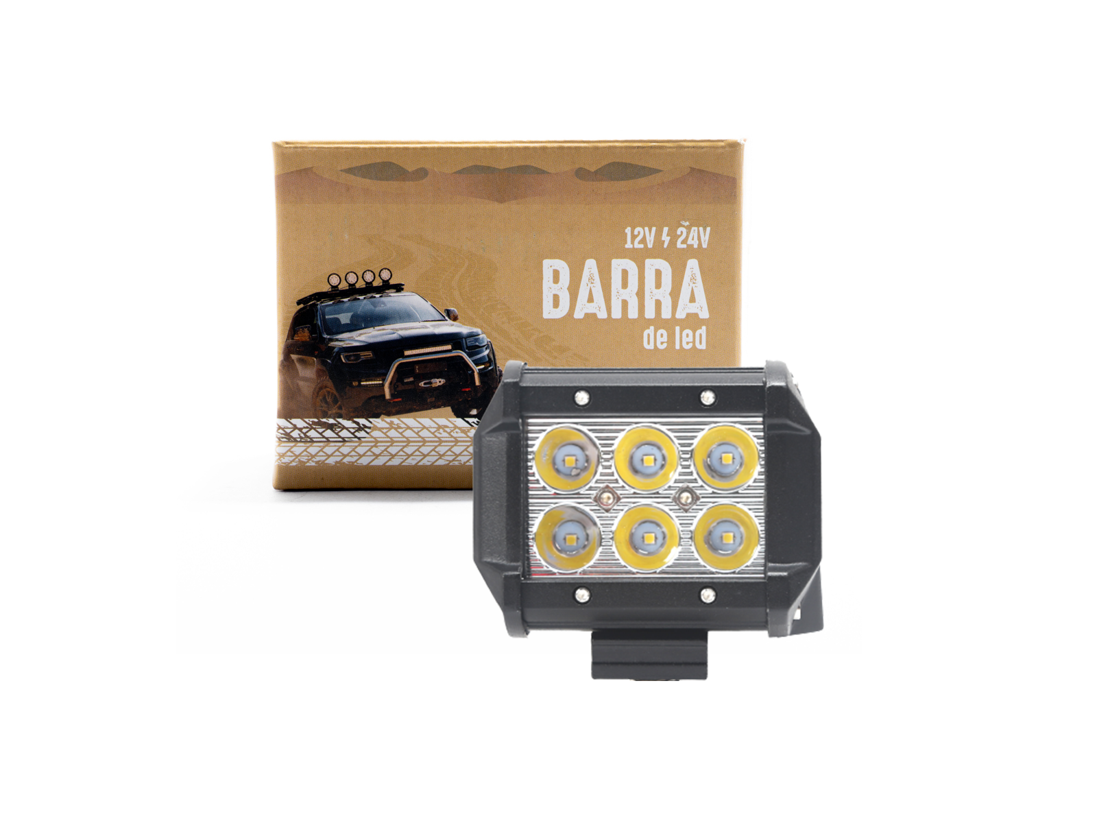 RECTANGULAR x 6 LED - BARRA 18w - ( 3 + 3 )- Cod. BAR18