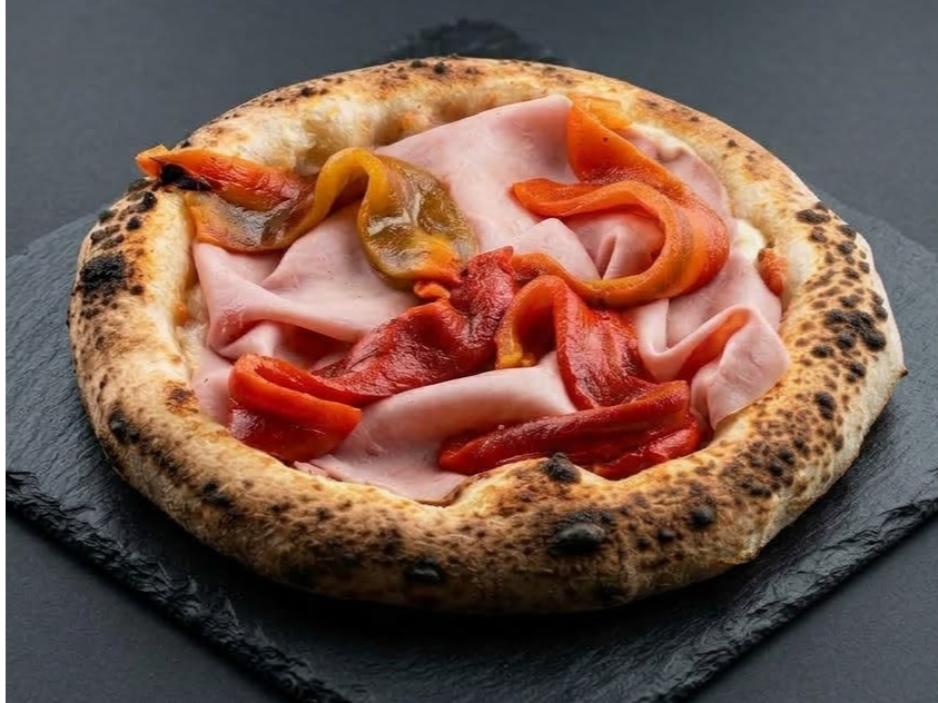Pizza Jamon y Morrones asados x 4 porciones