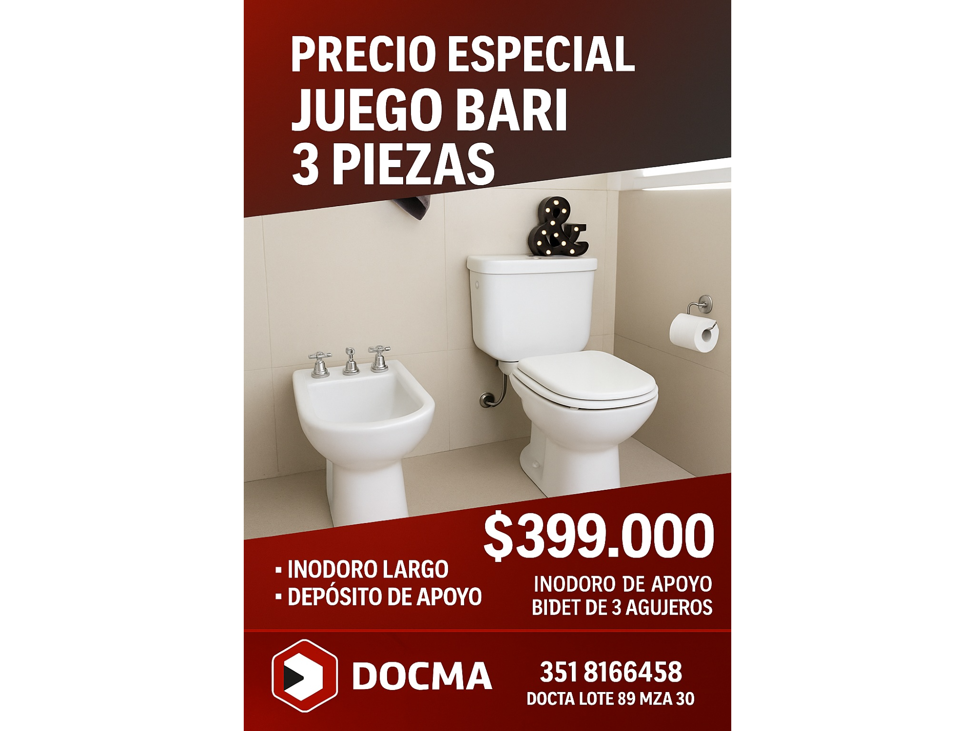 Promo combo juego Bari 3 Piezas