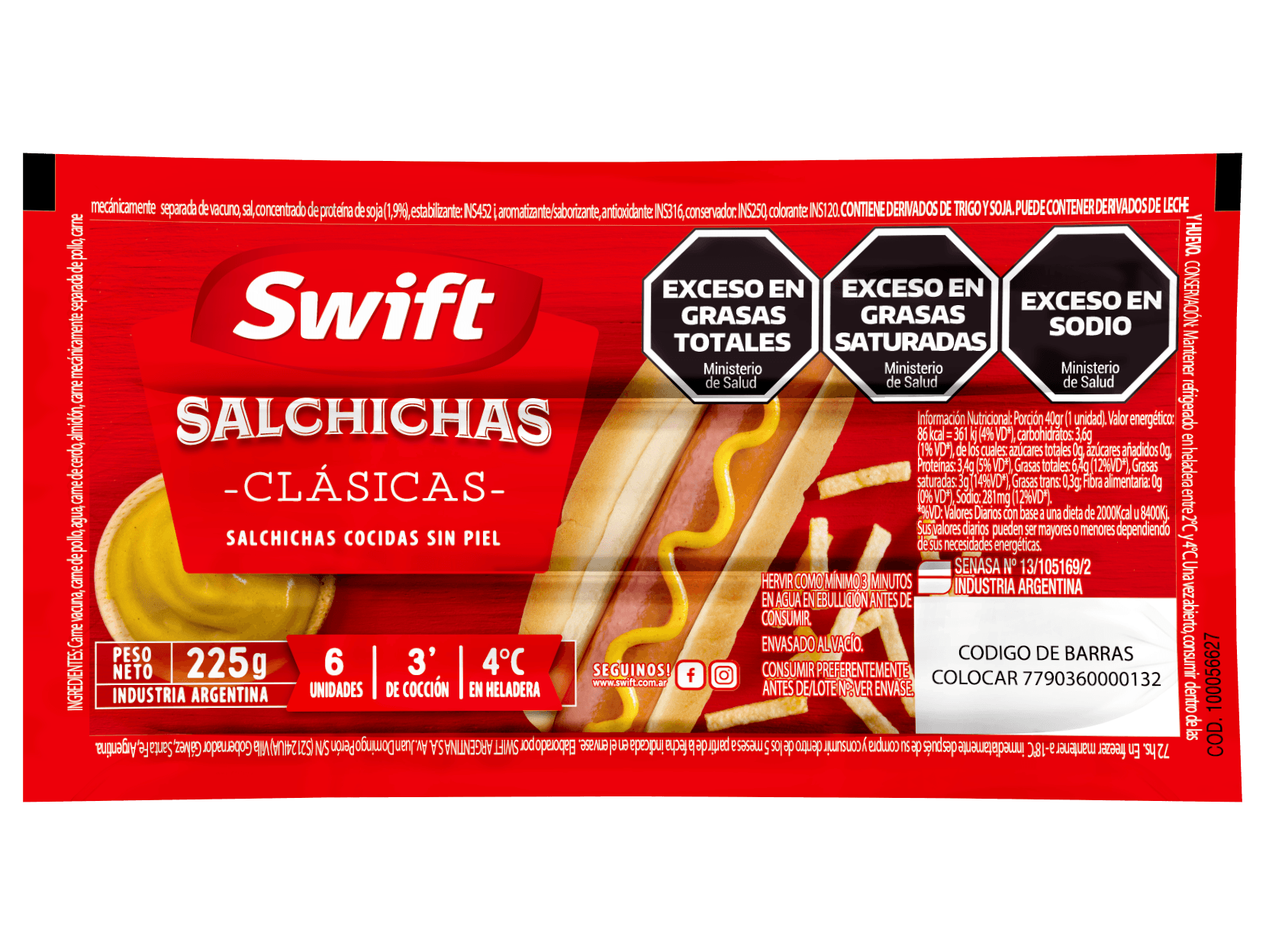 Salchichas Swift clasicas x 6 225 gr