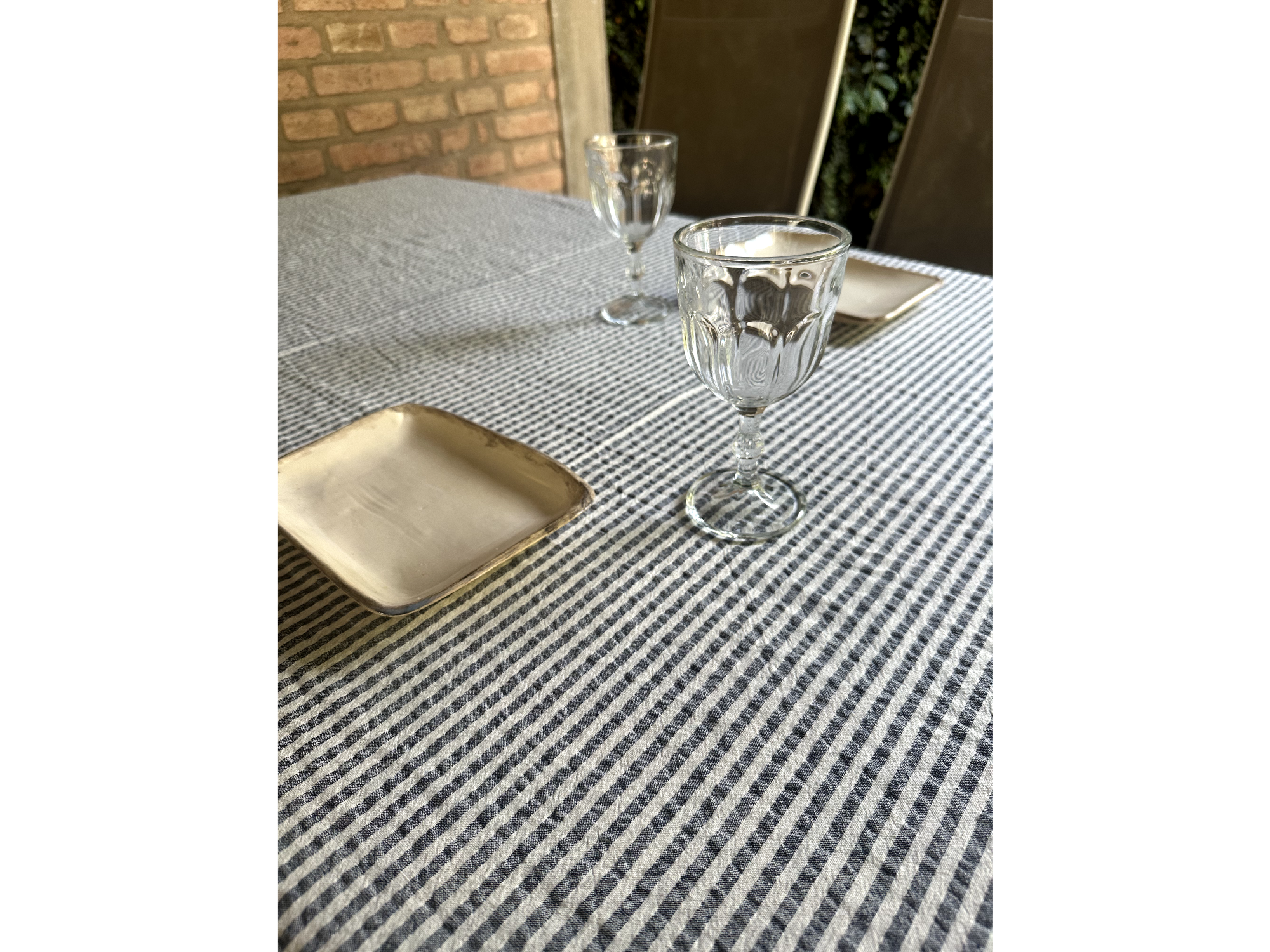 Mantel tusor rayado azul