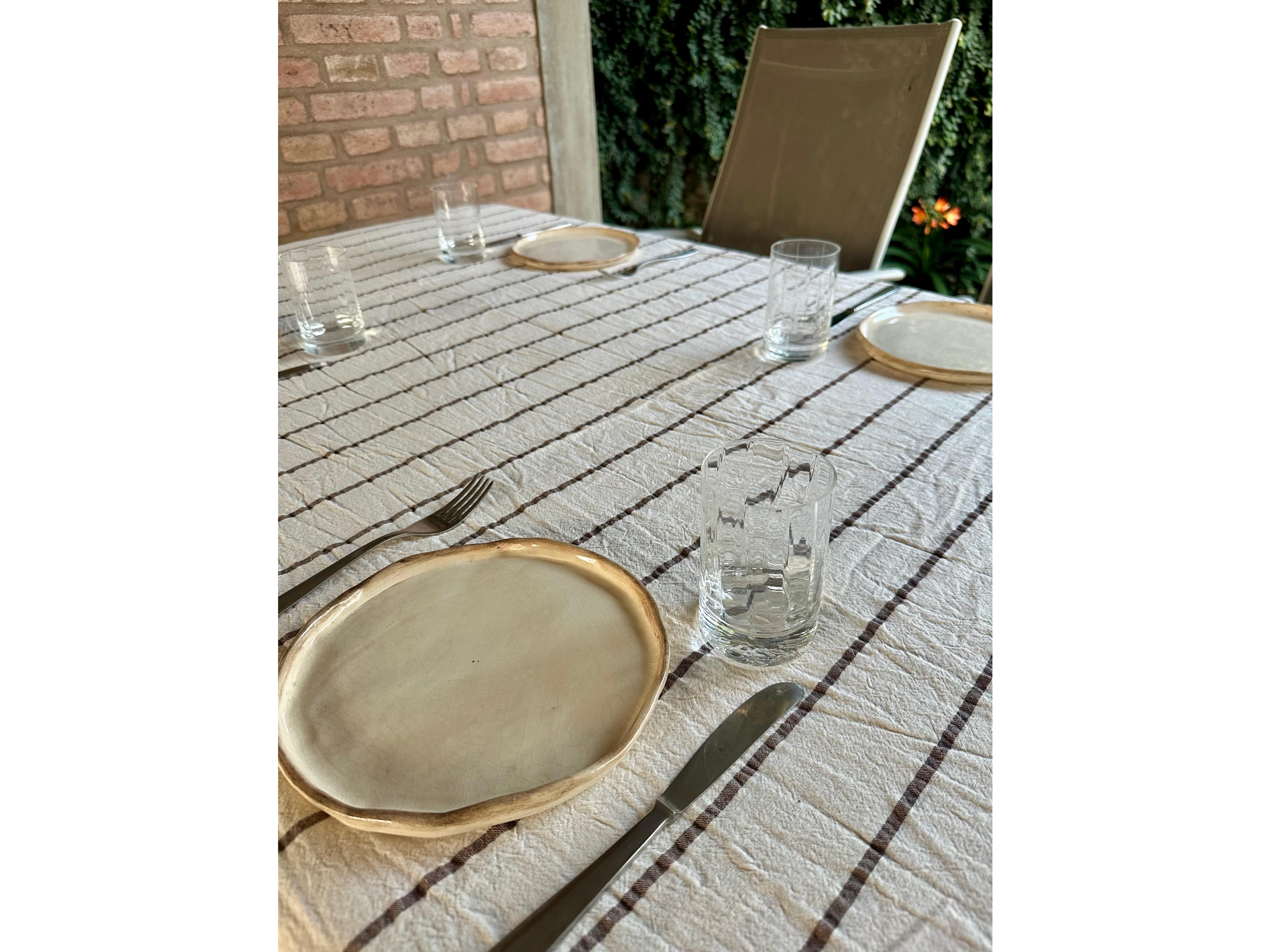 Mantel Tusor Rayado chocolate