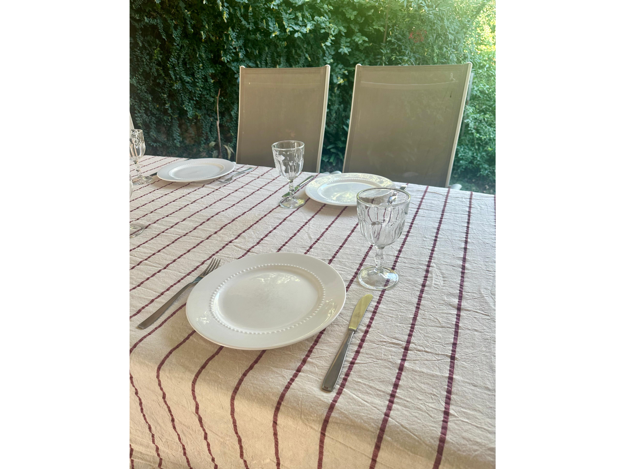 Mantel Tusor Rayado bordo