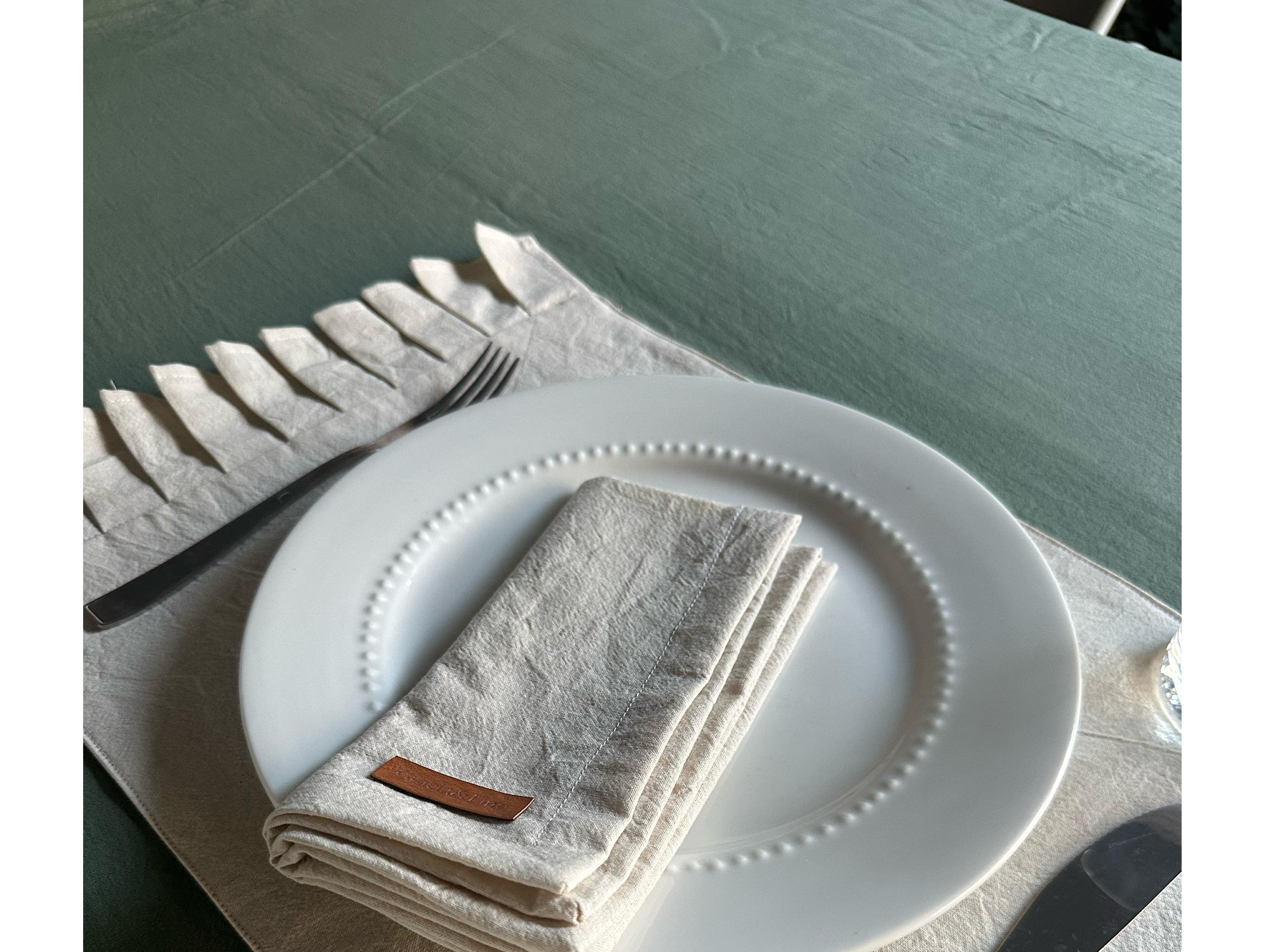 Mantel Tusor Verde Seco