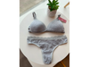 Conjunto triangulito de algodon con puntilla GRIS