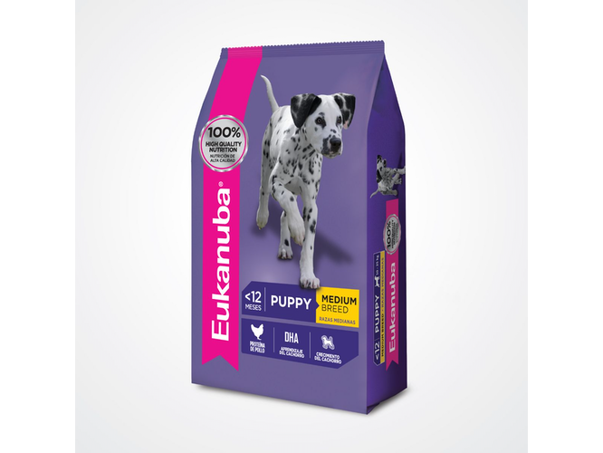 2 BOLSAS EUKANUBA perro cachorro razas medianas 15 KG + TACHO 15 KG DE REGALO